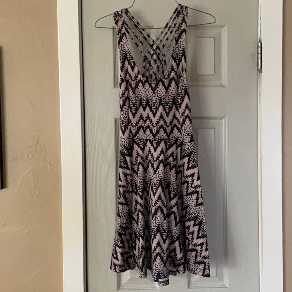 Pink and black skater dress